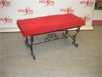 Red Wrought Iron Ottoman  36x17x17 inches
