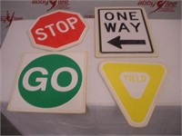 (4) Road Sign Dance Props   largest 14x18 inches