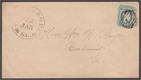 CSA Stamps #12 tied with grid cancel to cover with