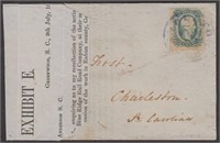 CSA Stamps #12 tied with violet "Pendleton, SC No