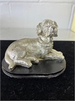 Vintage resting dog silver tone