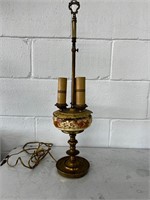 Antique lamp brass base Roseville pottery
