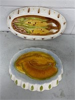 Vintage 1970's Ceramic Wall Hanging Corn & melon