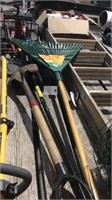 Rake, broom, and shovel