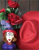 Red Hat Society Style Floral Arrangement, Red