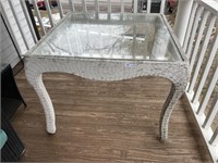 WICKER GLASSTOP TABLE