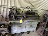 South Bend Metal Turning Lathe on Wood Bench