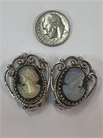 Vintage Whiting Davis Cameo Clip On Earrings