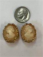 Vintage Cameo Clip On Earrings