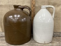 Brown & white stoneware jugs