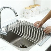Silicone-Stainless Steel Roll Up Dish Drying Rack