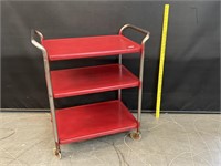 Vintage Red Rolling Kitchen Cart