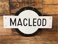 Genuine Macleod Railway Station Post Enamel Sign