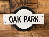 Genuine Oak Park Railway Station Post Enamel Sign