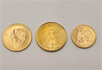 Three Gold Coins USA & Mexico 7+ Grams