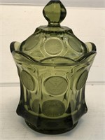 Fostoria Glass Coin Olive Lidded jar
