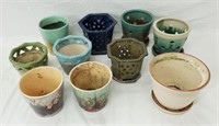 AMH3859 Lot Of Ten Ceramic Flower Pots