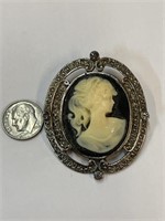 Large Vintage Cameo Silver