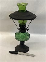Vintage Emerald Green Oil Lamp w/ Reflector