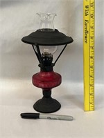 Vintage Red Oil Lamp w/Reflector