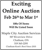 February 26 to March 1 Online Auction