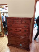 8 drawer hardwood high boy dresser