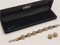Vogt Western Silver & Leather Bracelet & Earrings