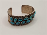 Navajo Turquoise & Silver Cuff James Shay