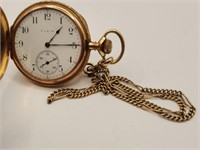 Elgin Pocket Watch 14K Gold Case 10K Chain