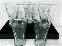 Vintage Green Glass Coca Cola Coke Glasses