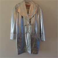 Silvered leather coat, size 10