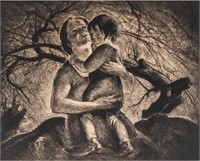 John E. Costigan; "Mother & Child" Etching