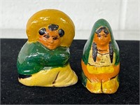 Vintage Mexican Couple Clay Salt & Pepper Set