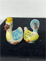 Vintage Mr.& Mrs. Duck Top Hat & Bonnet Japan s&p