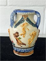 Victorian Putto Vase, Cherub. Hand Painted Japan