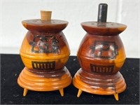 Vintage 1960’s wood stove salt pepper shakers
