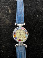 Murano Millefiori Watch With Leather Band