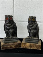 Owl bookends vintage sitting on books