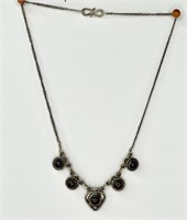 Sterling Silver Necklace w/ Purple Stones