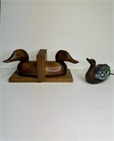 Wooden Duck Book Ends, Lamp & Letter Opener