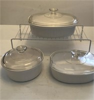 Corningware French White Covered Casserole Dishes