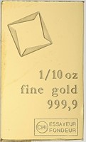 1/10 oz .9999 Valcambi Gold Bar