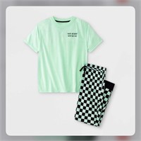 New($25)Boys' 2pc Checkered  Pajama Set - XL(16)