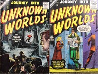 Unknown Worlds #34 and #51 Golden Age comic books,
