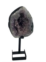 AMETHYST GEODE ON TALL METAL STAND