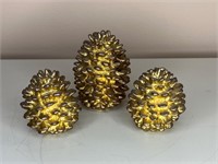 Department 56 Iridescent Gold Metal Pinecones