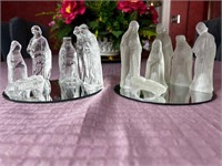 Frosted and clear glass nativity
