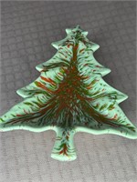 Vintage mold ceramic Christmas tree trinket dish