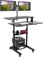 Mobile Standing Desk with Dual Monitor Mount