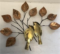 Metal Wall Art Chicadees Copper Brass Colored
